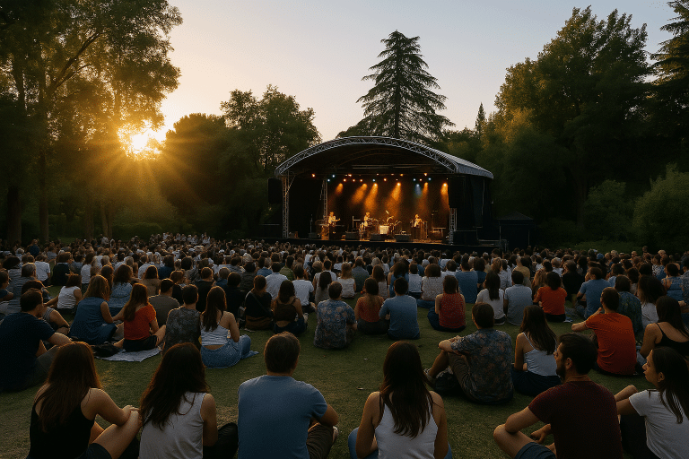 Concierto al aire libre en el Jardín Botánico de Madrid al atardecer