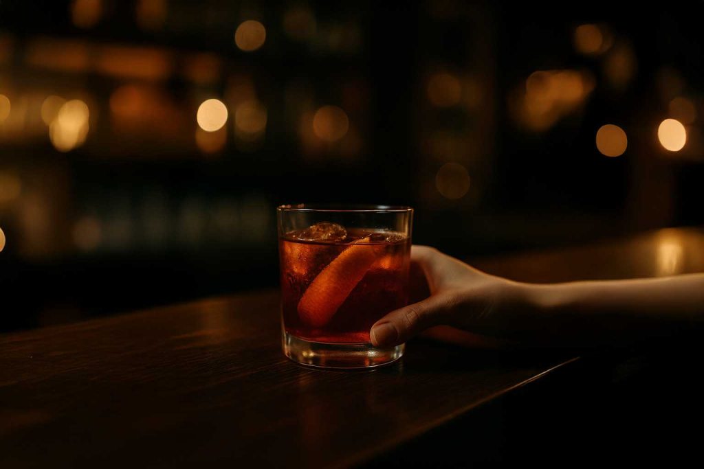 detalle de un cóctel Negroni en 1862 Dry Bar, Calle del Pez.