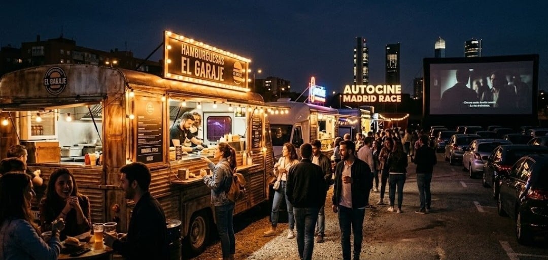 Zona gastronómica del Autocine Madrid con food trucks